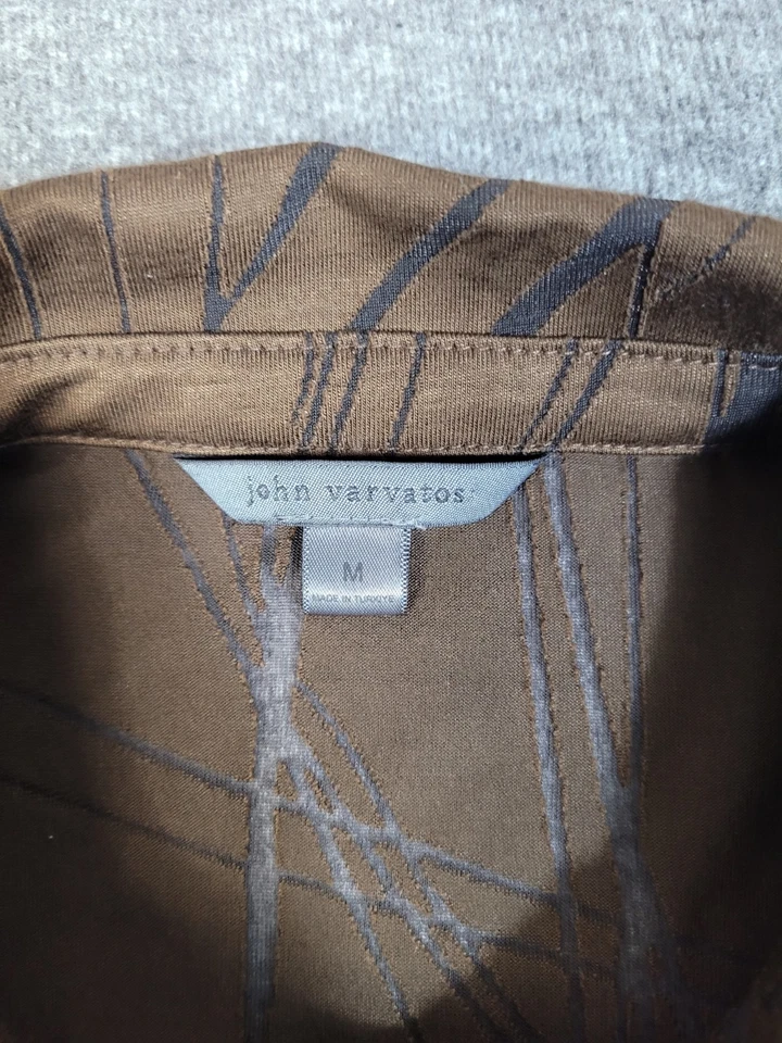 Camisa John Varvatos Phoenix Grabada Para Hombre Talla M Marrón Manga Larga Burnout Foto 4 de 4