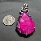 Sterling Silver Dyed Banded Agate with Synthetic  Ruby Pendant — photo 4