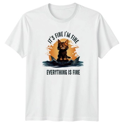 Its Fine Im Fine Everything T-Shirt Katze Hai Meme Humor Geburtstag Geschenk