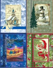 Handmade  CHRISTMAS CARDS -HALF RELIGIOUS   #C 22  -  lot of 4