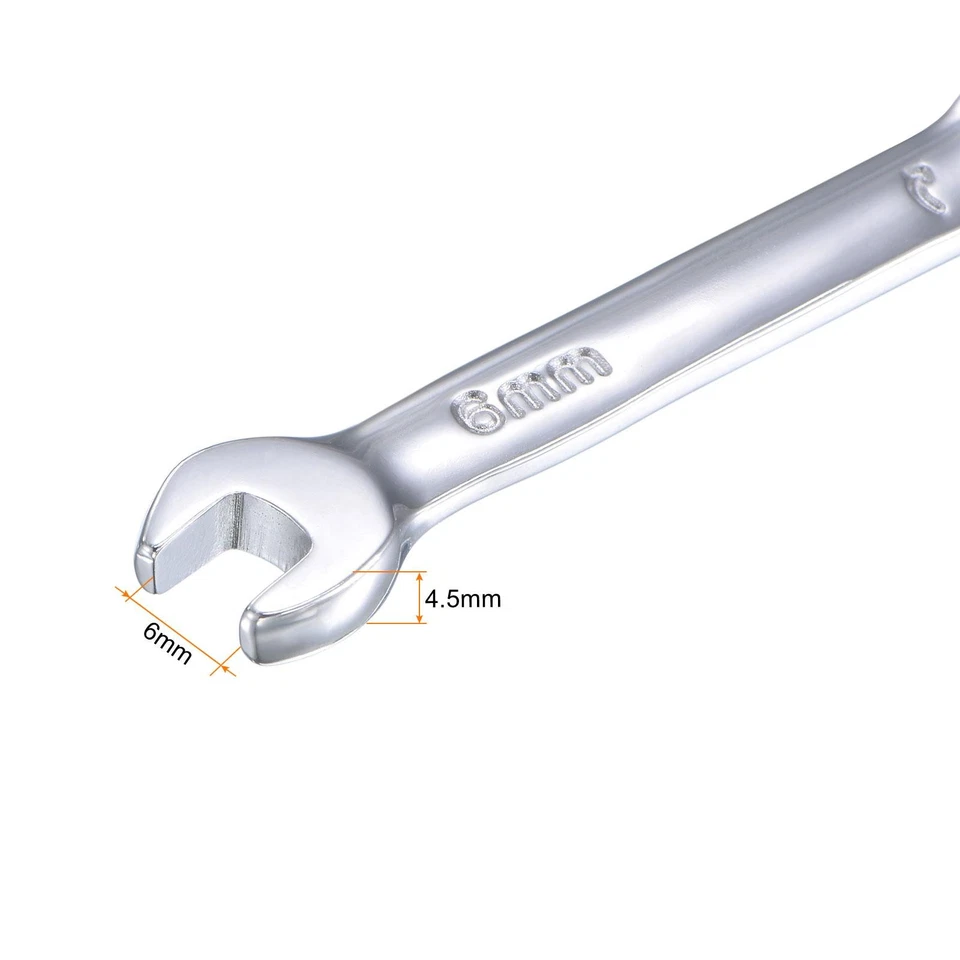 6mm Stubby Ratcheting Combination Wrench Metric 72 Teeth Box Ended Tools CR-V - Imagen 4 de 4