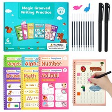 Magic Grooved Writing Practice for Kids,Reusable Grooved Handwriting Workbooks