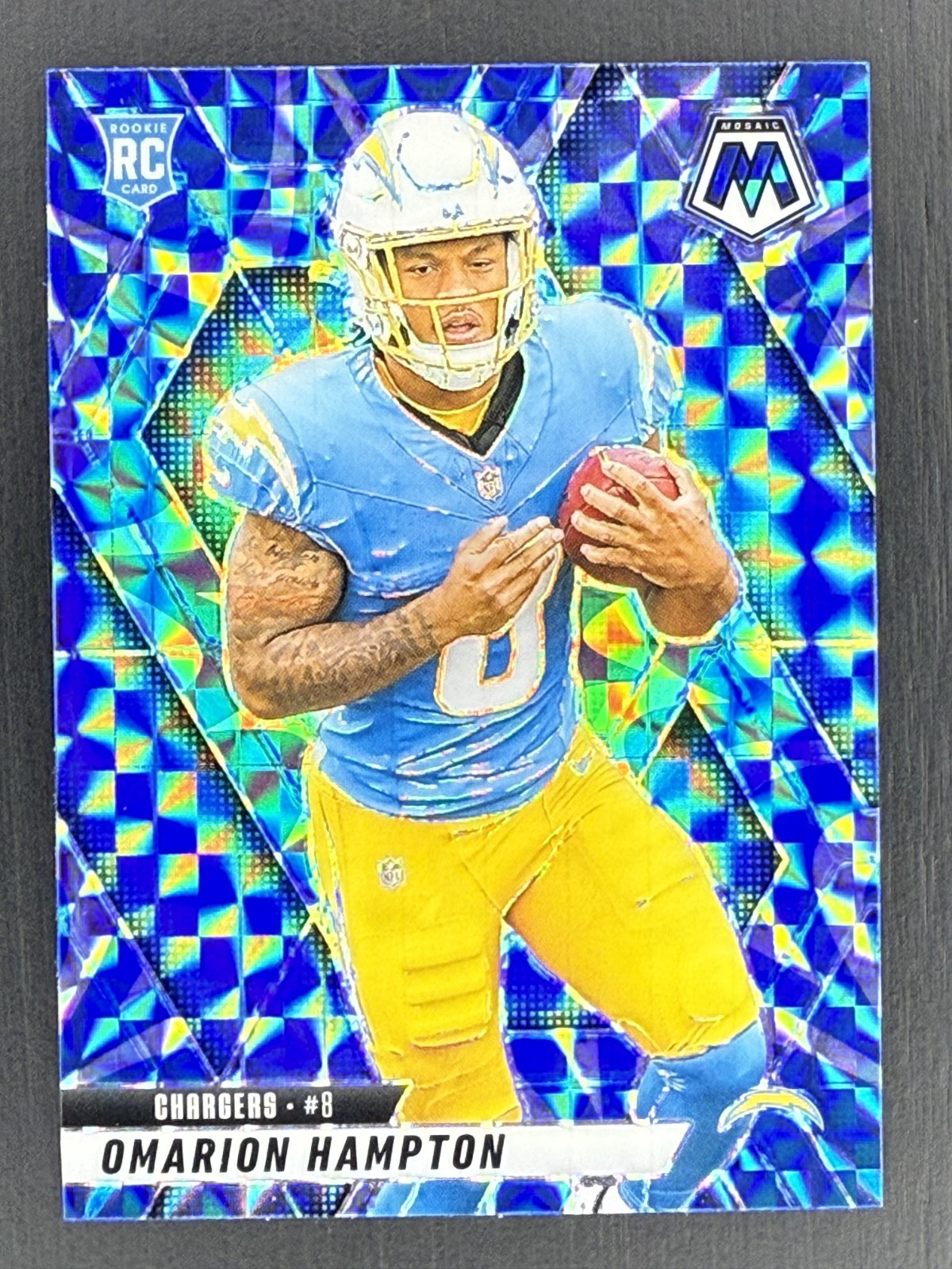 2025 Panini Mosaic - Omarion Hampton #335 Reactive Blue Prizm (RC)