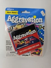 NEW Aggravation Marble Race Game Toy Keychain 2001 Basic Fun #547-0 gift fidget
