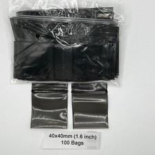100 NEW 40X40mm BLACK Reusable Small Plastic ZIP Bags Grip Seal Zipper 1.6" inch