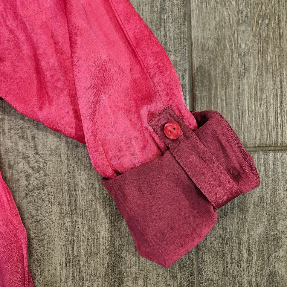 Vestido Young Fabulous & Broke Para Mujer M Escarlata Gradiente Ombre Manga Larga Camisa Foto 4 de 4