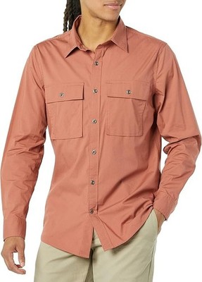 Amazon Essentials Mens Slim-Fit Long-Sleeve 2-Pocket Utility Shirt Size: L