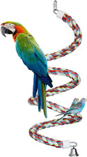 Rope Bungee Perch Bird, 83Inch Kintor Pure Natural Colorful Bead Cage Chewing