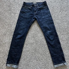 Unbranded UB201 Men's Tapered Raw Selvedge Jeans 14.5oz, Blue, Size 30 