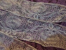 antyczne wczesne wiktoriańskie ręcznie robione koronkowe wykończenie 280cm