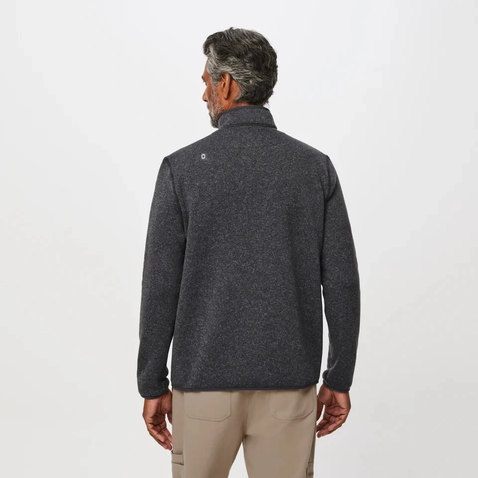 NWT FIGS Scrubs Mens On-Shift 1/4 Zip Knit Sweater Heather Dark Charcoal Size M - Image 3 of 4