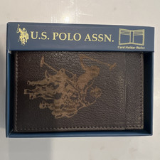 U.S. Polo Assn. Men s Brown Bifold Folding Wallet w/ Logo, Credit Card