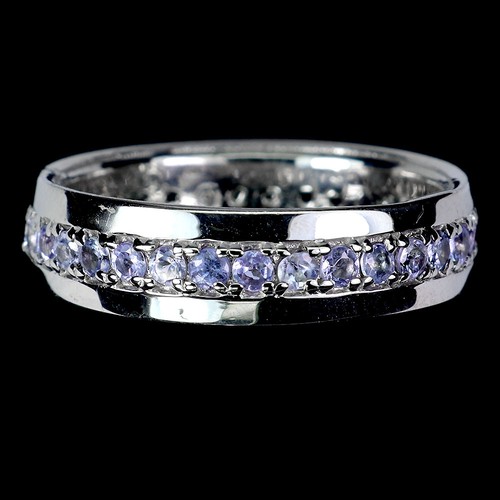 925 Sterling Silver Ring Round Tanzanite 1.5mm Natural Gemstone Jewelry Size 7