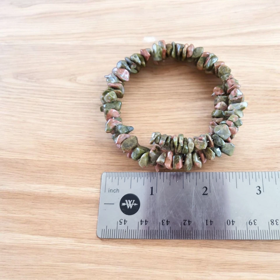 Pulsera envolvente vintage de cuentas Unakite Foto 3 de 3