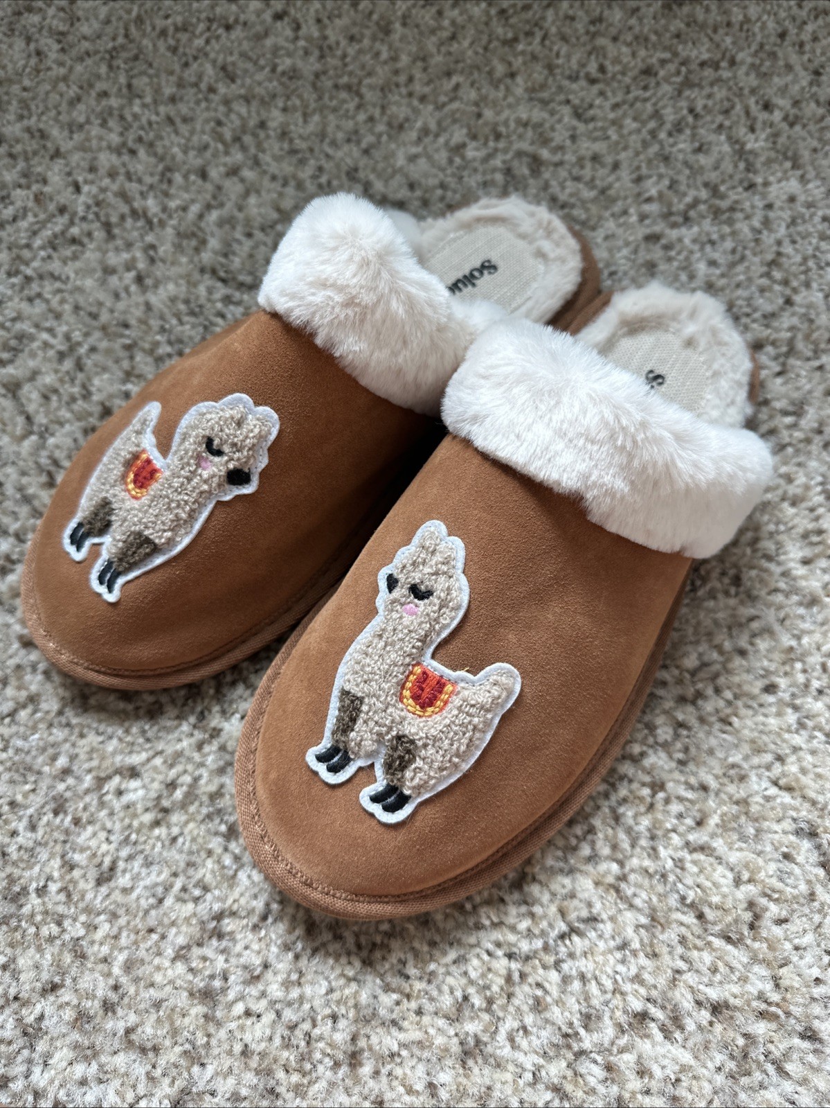 APL Soludos Ciabatte Donna Ecopelliccia Lama Accoglienti Interno Marrone Scamosciato Ricamate Carine
