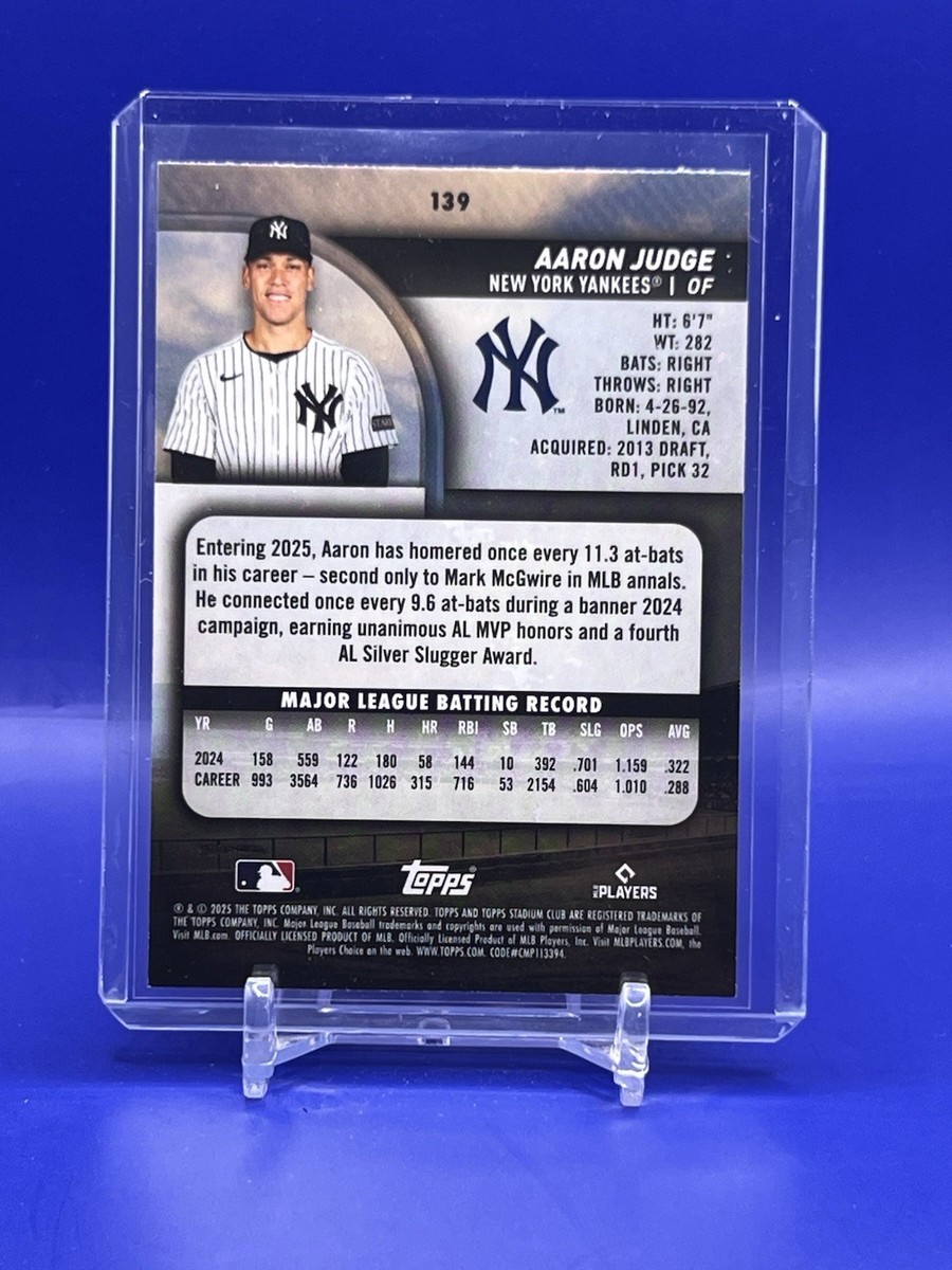 2025 Topps Stadium Club NEW - Aaron Judge #139 New York Yankees | eBay