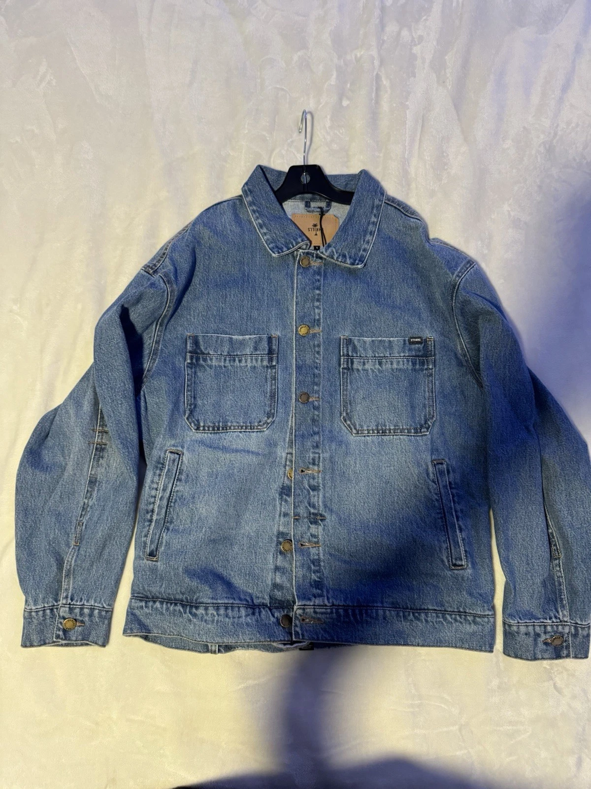 NWT Men’s Thrills Canyon Oversized Denim Dark Dust Blue Size Small Jacket $130