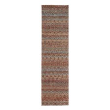 2'7"x10' Red Repetitive Diamond Pattern Soft Wool Hand Knotted Runner Rug R76403