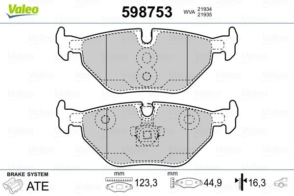 Bremsbelagsatz Scheibenbremse Hinten Valeo 598753 FÜR BMW MG Rover Saab-image