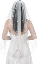 Pearls Bridal Veil Wedding Veil 90cm/35.43 inches 