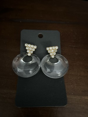 Tarbay Classy Lucite & Rhinestone? /A Gold Tone Pierced Earrings Early 2000