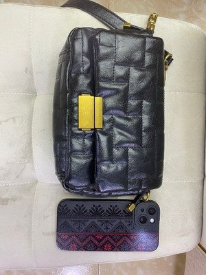 Zara Black Quilted Crossbody Bag with Gold Chain and Clasp - Excellent Condition