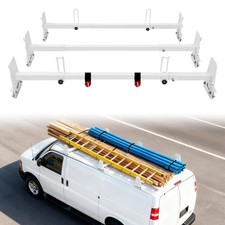 Van Roof Ladder Rack 3 Adjustable Crossbars 48-67 With Rain Gutter Mount... Van Roof Ladder Rack 3 Adjustable Crossbars 48-67 With Rain Gutter Mount...