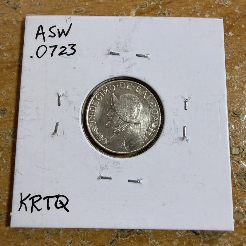 1962 PANAMA 1/10 BALBOA SILVER COIN #G9513