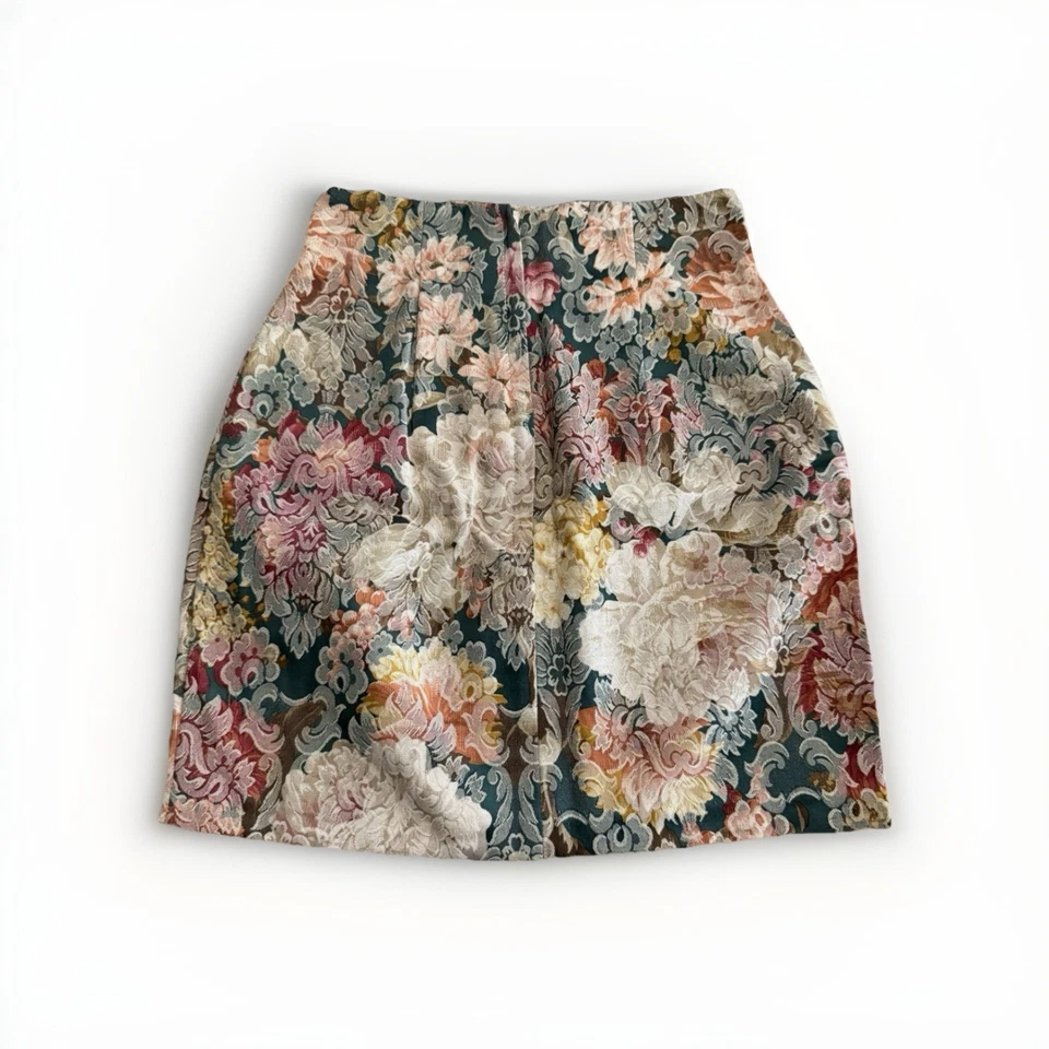 Minifalda Ansiedad De Colección Brocado Floral Tapiz Talla 11 Y2K Estilo Boho Retro Foto 3 de 4