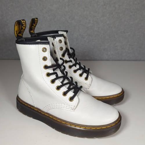 Doc Dr. Martens Kampfstiefel Damen Größe 5 Weiß Leder Zavala 8 Ösen RR004 - Bild 1 von 9
