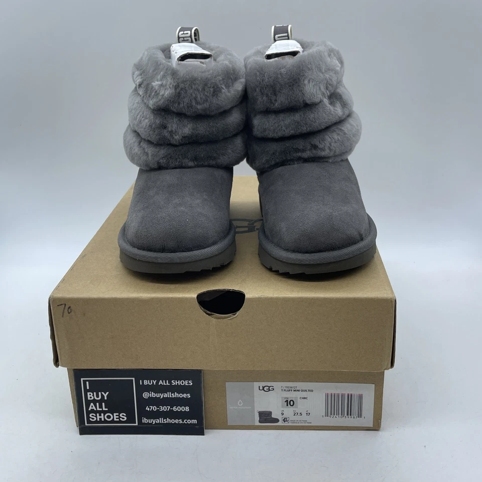 Talla 10 - Ugg Niñas Niño Pequeño FLUFF MINI ACOLCHADO Botas Carbón (1103612T) Foto 2 de 4
