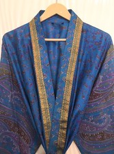 Pure Silk Blue  Pink kimono Long Robe Gown Girl's Woman Silk Kimono KMO5437