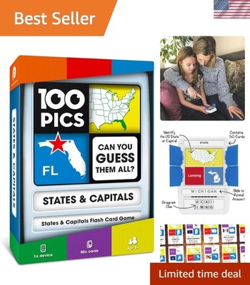 Interactive States & Capitals Card Game for Families - 50 Educational Cards