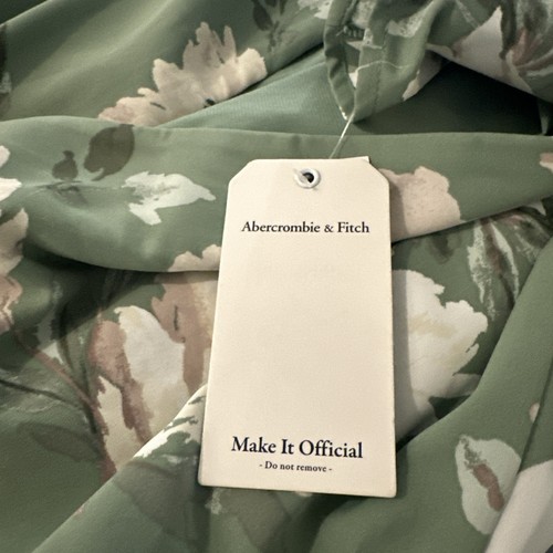 Abercrombie & Fitch Maxi Dress Green Floral Large NWT Spaghetti Strap Slit - Picture 8 of 10