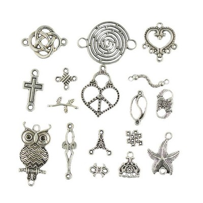 50 x Retro Tibetisches Silber Verbinder Schreiner Charms Fundstücke Schmuckherstellung