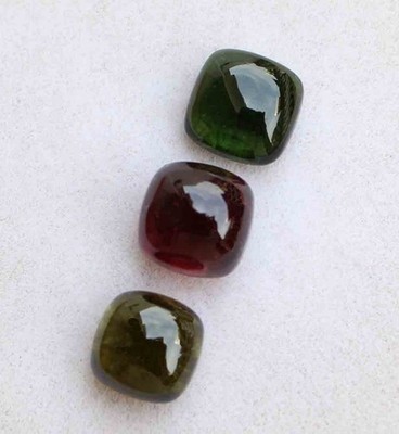 3 Pcs 12.30 Ct 9 Mm EXQUISITE NATURAL BI-COLOR TOURMALINE SQUARE LOOSE GEMSTONE