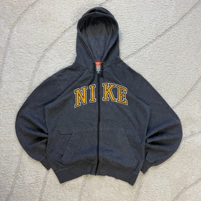 Vintage Nike Athletic Dept Spellout Grey Oversized Size Medium Full Zip Hoodie