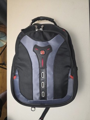 SWISSGEAR Pegasus Black Laptop Backpack with Grey Multiple Compartments.