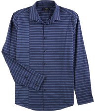 Alfani Mens Fashion Button Up Shirt, blue, XL Neck