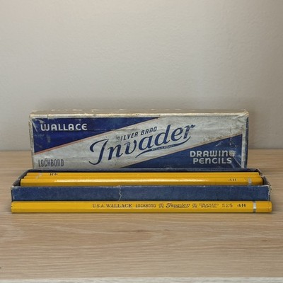 Vintage Lot Of 9 Wallace Silver Band Invader 525 Drawing Pencils, 4H New In Box
