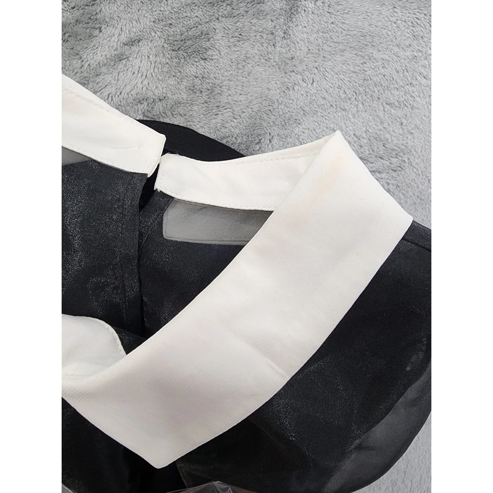 Vestido Betsey Johnson Midi Transparente Sin Mangas Cuello Talla 10 Negro Blanco Fiesta Foto 2 de 4