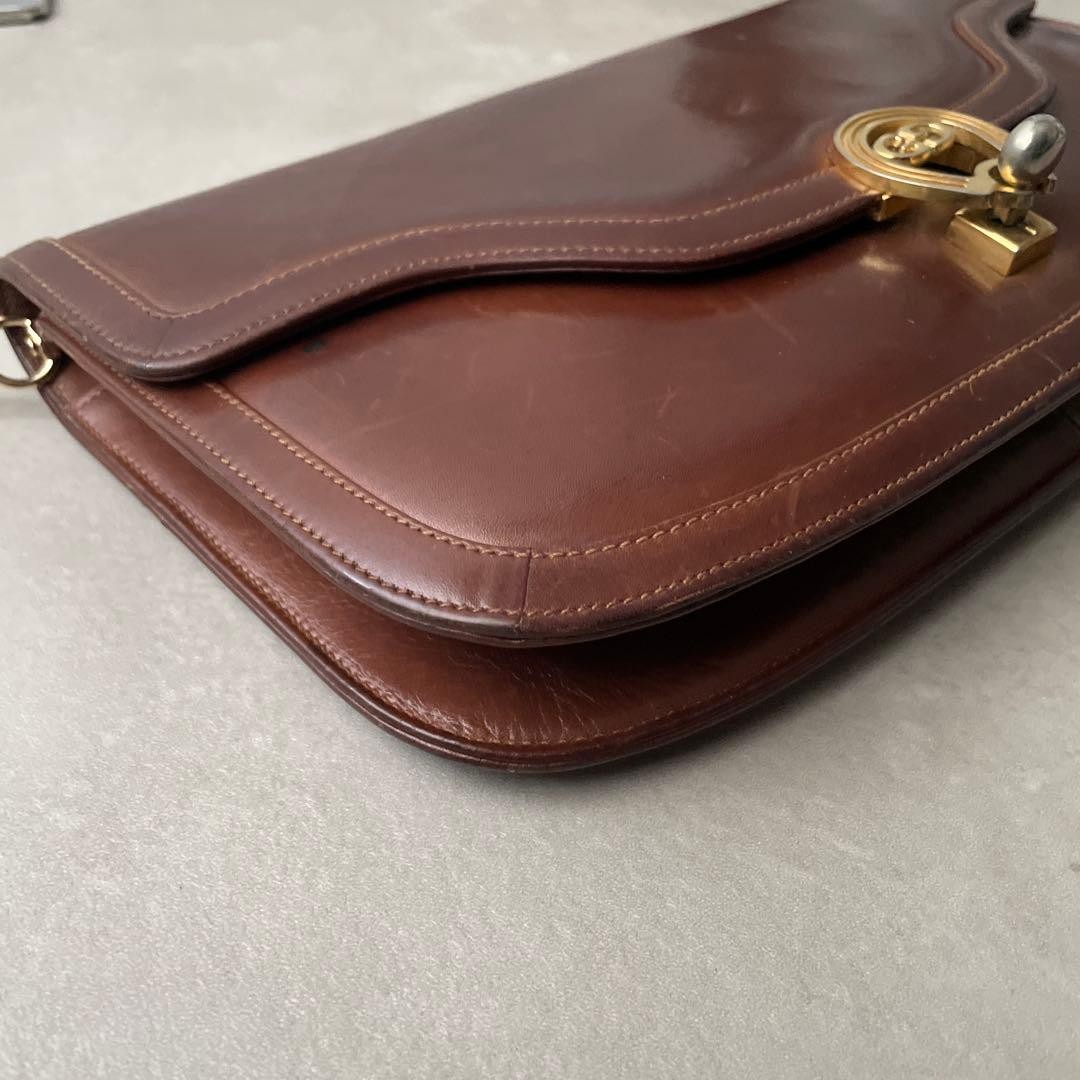 GUCCI Leather Shoulder Bag with Chain Strap in Brown with GG Hardware C-260113-6 thumbnail 12