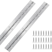 2Pcs Piano Hinge, 12 Inch Stainless Steel Hinges with Holes and 24 Pieces