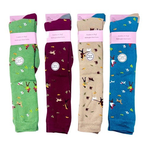 4 Pairs Ladies Knee High Equestrian Wellington Boot Socks Dog Walk UK 4-8