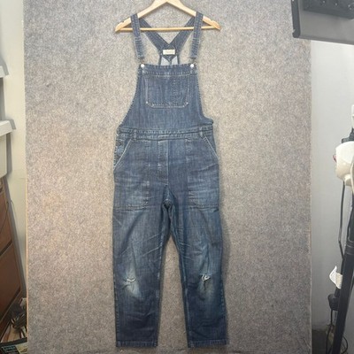 Toast Latzhose Damen Größe UK 10 Blau Bio-Baumwolle Stretch Used-Look