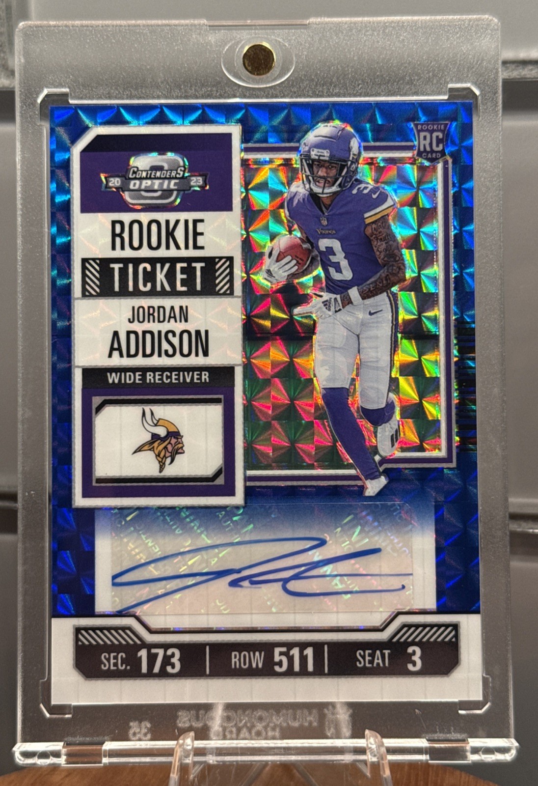 2023 Zenith Contenders Optic Jordan Addison Rookie Ticket Auto /23 Blue