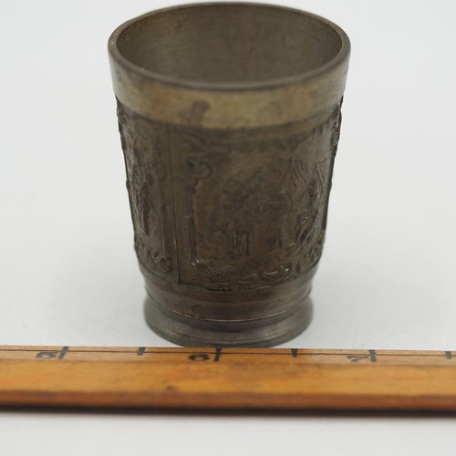 Zinn Vogel Gutezinn Gravur Schnapsbecher Becher - Bild 2 von 3