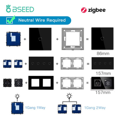 ZigBee Switches Parts Glass Panel Touch Switches Screen Socket Function Parts Sm