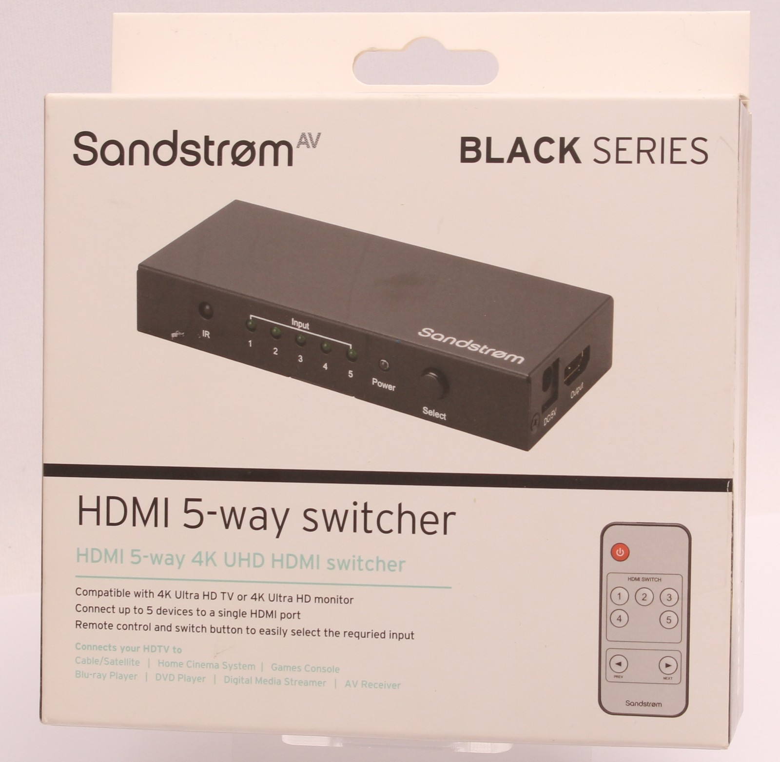 Sandstrom 5-way 4K UHD HDMI Switcher - SHDSW18 (NR)