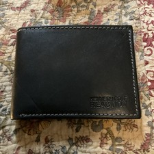 KENNETH COLE REACTION Men  s Black Genuine Leather Bifold Wallet Flip Up License